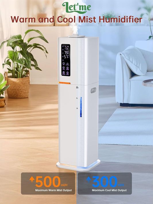 2.64Gal Humidifiers for Bedroom Home Office Plant, Top Fill Cool/Warm Mist Up to 500ft², 35dB Ultra Quiet, 3 Mist Modes, 24H Timer, Ambient Light Diffuser for Baby & Plant