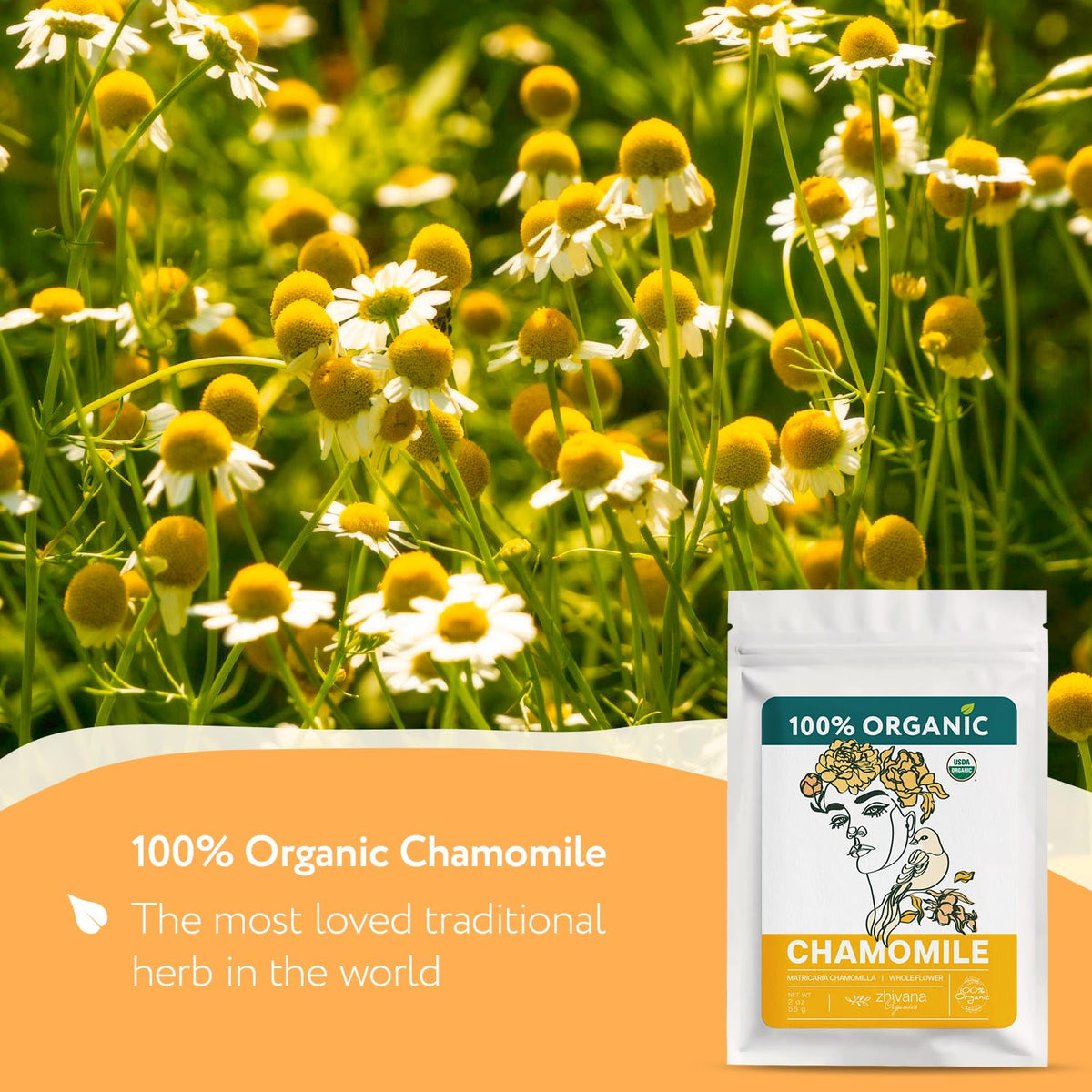 Organic Chamomile Tea Loose Leaf - Manzanilla Orgánica - Herbal Tea (2oz.)