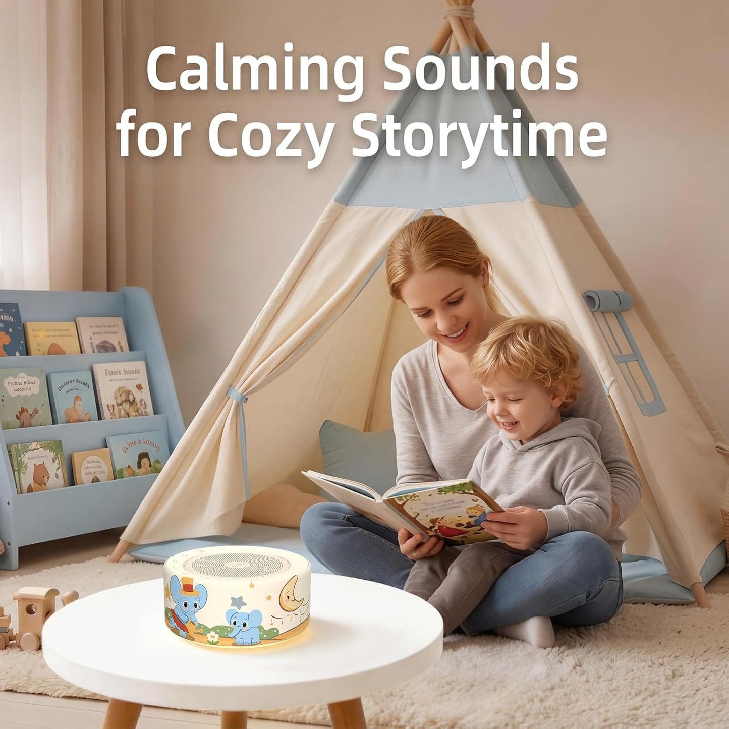 Kipcush White Noise Machine for Baby & Adults, 30 Soothing Sounds, Soft Non-Glare Nursery Lamp, 8 Color Night Lights, Memory Function (Angel V1 White, Standard)
