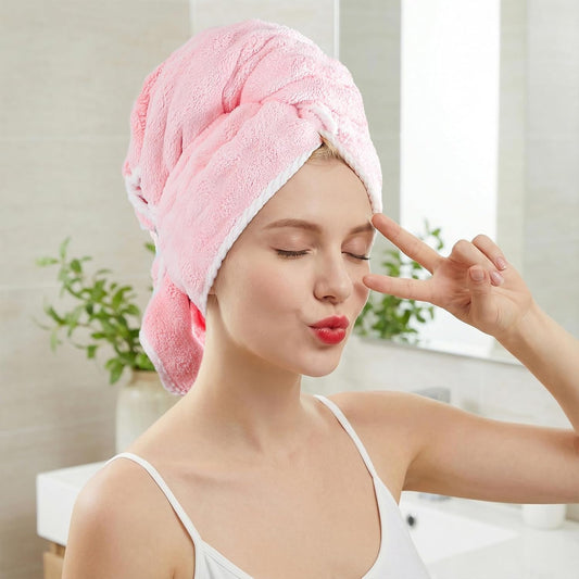 REDKISS 3 Pack Microfiber Hair Towels - Extra Large Hair Towel Wrap for Women, 24x42 inch Hair Towels with Elastic Strap, Super Soft Hair Drying Towels for Long, Thick, Curly Anti Frizz Turbans