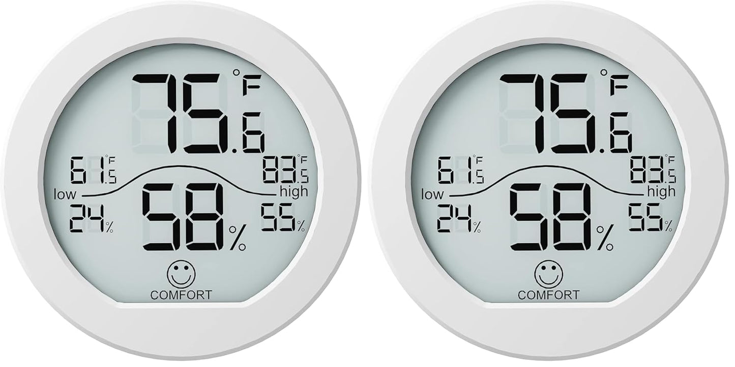 SECRUI Digital Hygrometer Thermometer for Room Temperature Humidity Meter Indoor Thermometer Accuracy Calibration LCD Temperature Sensor with Maximum and Minimum Records, TH1, White