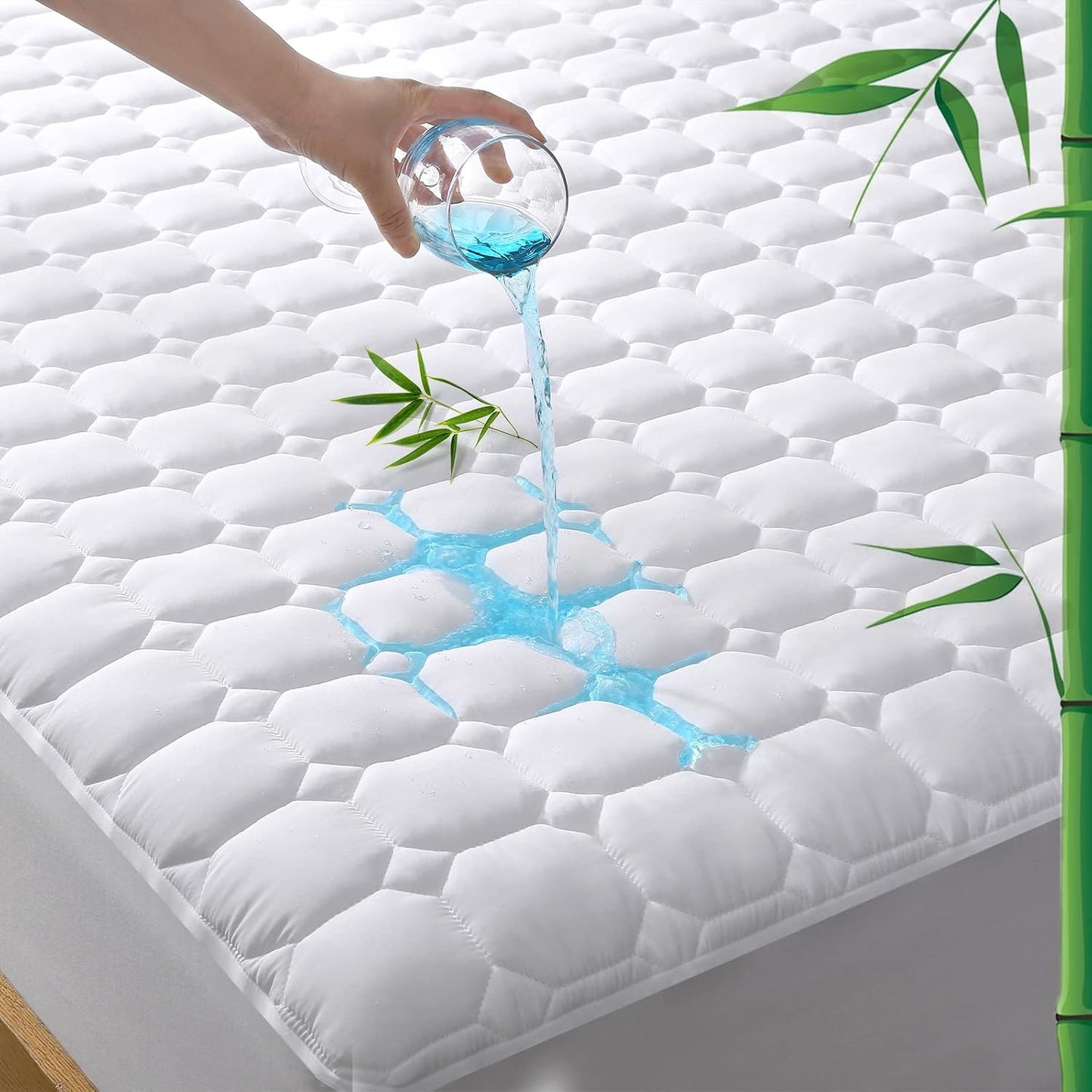 2 Pack Twin Waterproof Mattress Protector Deep Pocket Mattress Cover, Soft Breathable Mattress Pad, Fitted Noiseless Waterproof Bed Cover Stretch to 19"