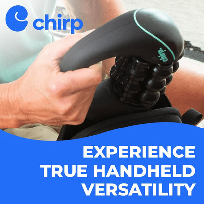 Chirp RPM Rolling Percussive Massager – Deep Tissue Muscle Massager and Back Roller with Hands-Free Base, Rechargeable Leg Massager Roller, 5-Speed Massage Roller Stick for Legs, Foot & Calf Massager
