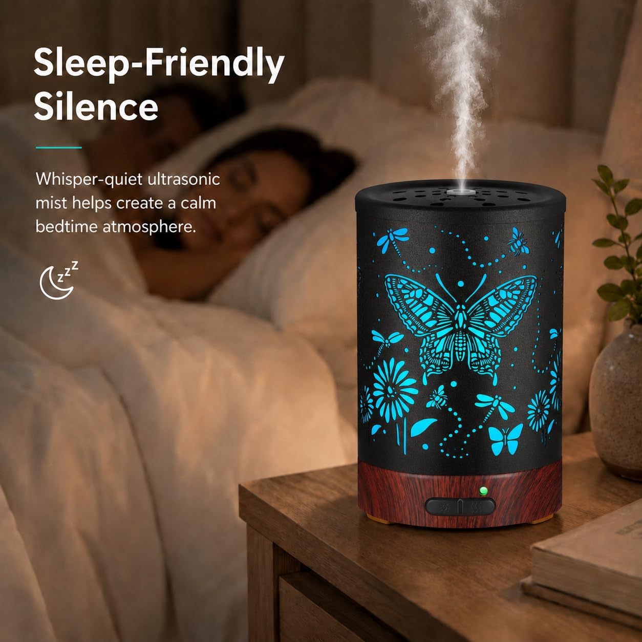 Essential Oil Diffuser, Ultrasonic Diffuser for Essential Oil, Cool Mist Humidifier Aromatherapy Diffuser with 7 Color Lighting Changing Modes, Waterless Auto Shut-Off for Home（Flower Fairy）