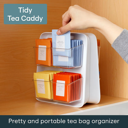 YouCopia TeaStand Tea Bag Organizer with Clear Removable Bins, Cabinet or Pantry Storage Caddy, 80-Bag