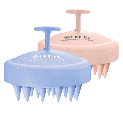 HEETA Scalp Massager Hair Growth 2-Pack, Soft Silicone Scalp Scrubber Shampoo Brush for Exfoliation Dandruff Removal Head Massage Stress Relax, Wet & Dry Use for Women Men Thick Thin Curly Hair Care