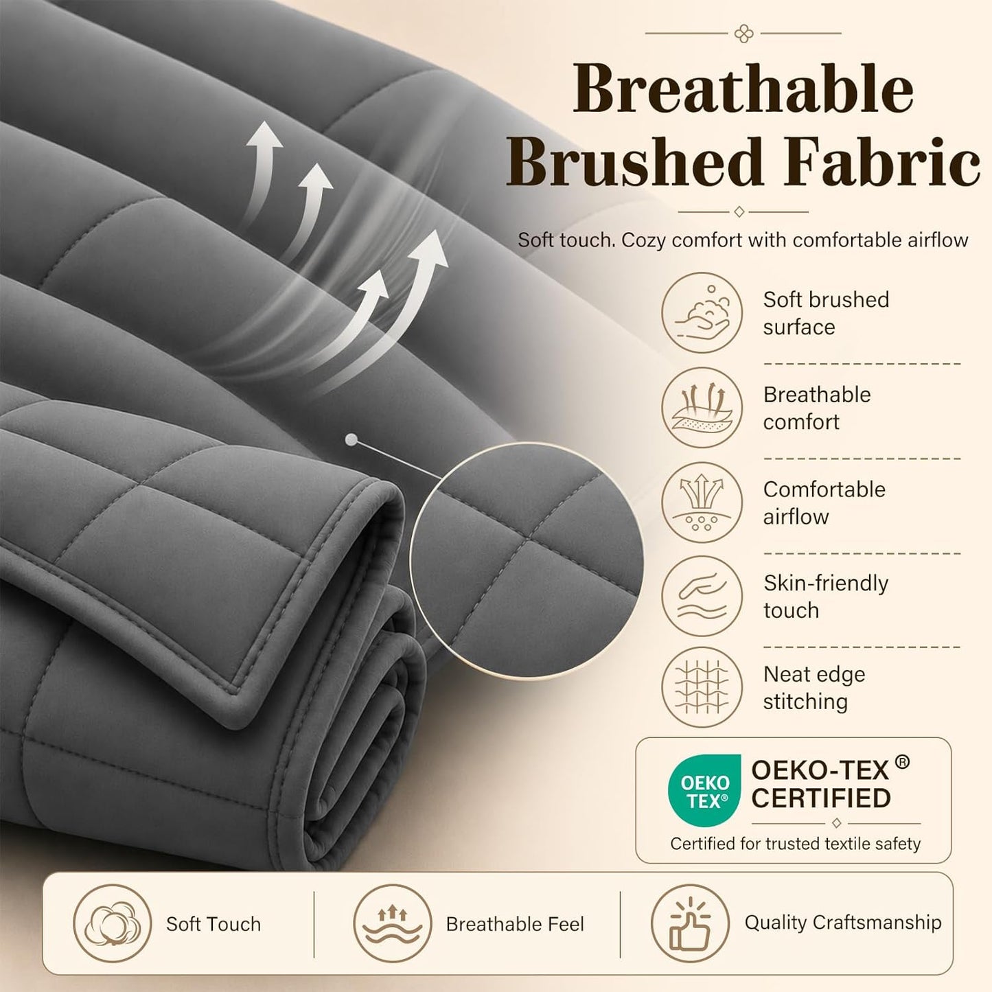 L'AGRATY Weighted Lap Pad 7lb: Small Weighted Blanket for Adults - Cooling Portable Travel Blanket for Relaxation Sleeping - Washable All-Season (29" x 24")