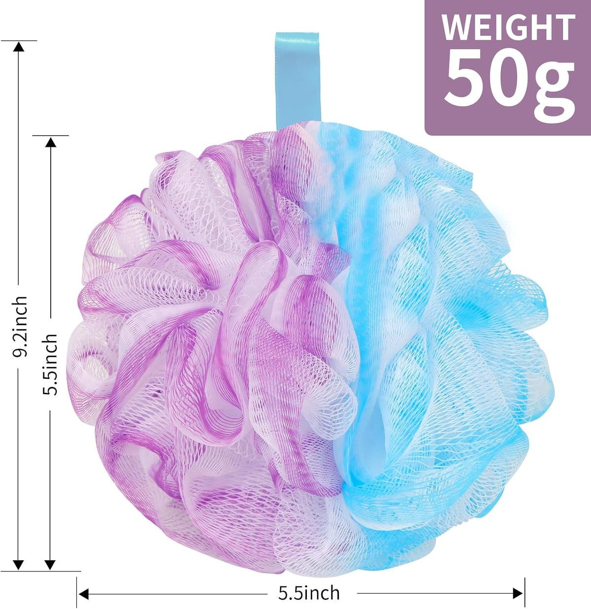 FARMOGA Bath Loofah Sponge Body Scrubber Shower Sponge Exfoliating Mesh Pouf Shower Ball Bath Sponges for Women and Men Bathing Accessories (4Pack 50G Colorful)