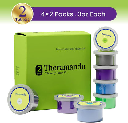 4 Pack Theramandu Therapy Putty Kit (3oz Each) – Hand Putty Physical Therapy for Adults, Sensory Stress Relief & Hand Muscle Strengthening Exercise Therapy Putty, 4 Different Resistances