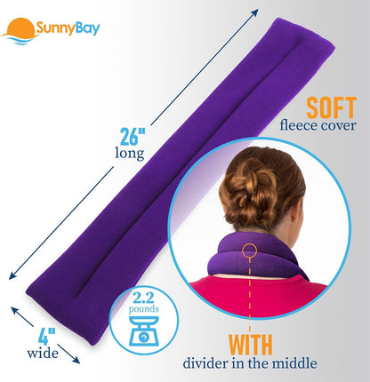 SunnyBay Microwavable Heating Pad for Neck and Shoulder, Heated Neck Wrap, Microwave Heat Pad, Weighted Beanbag Moist Hot or Cold Compress, 2.2 lbs, 26x4 Inches, Navy Blue