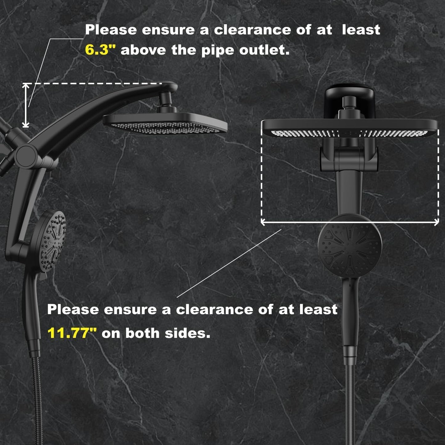 Rain Shower Head with filtered Handheld High Pressure rainfall Shower Heads with Handheld Spray Combo Adjustable one-piece stand daul shower head Built-in Magnetic Docking and Power Jets