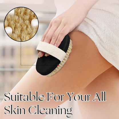 Gejoy 10 Pcs Dry Brushing Body Brush for Lymphatic Drainage Exfoliating Brush with Massage Nodule Dry Skin Body Scrubber Cellulite Shower Circulation Dead Exfoliator (4.92 x 2.56 Inches,Wood Color)