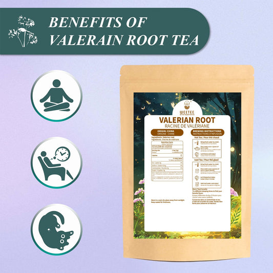 WT WEETEE Valerian Root Tea Loose Leaf 8oz, Caffeine-free for Night & DIY