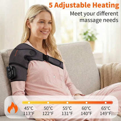 Cordless Shoulder Heating Pad with Detachable Magnetic Remote, 5 Heat & 5 Vibration Modes, Heated Shoulder Wrap Massager for Frozen Shoulder & Rotator Cuff Pain Relief, Ideal Gift for Women Men