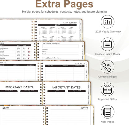 Planner 2026-2027, Weekly and Monthly Calendar Planner, JUL 2026 - JUN 2027 - Colors B
