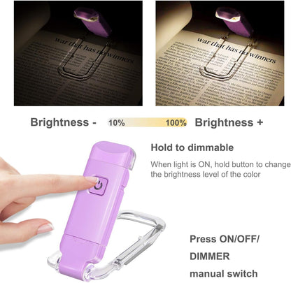 HONWELL Rechargeable Book Light, Clip On LED Reading Lights for Kids Reading in Bed, 3 Brightness Levels Dimmable Bookmark Light for Eye-Protection, Portable Reading Lamp for Bookworms, Travel(Orange)