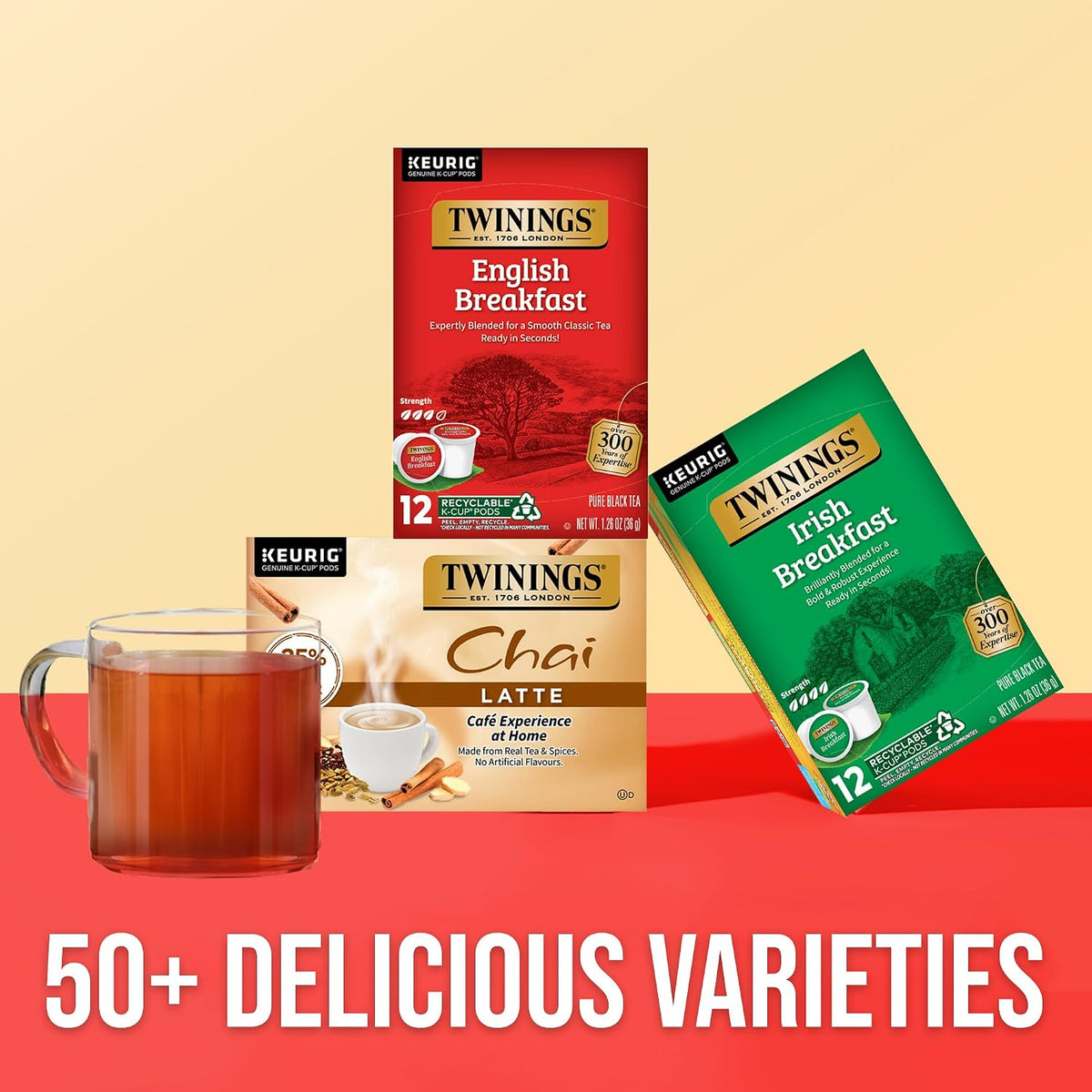 Twinings English Breakfast Black Tea K-Cups for Keurig, 12 CT Box (6 Pack)