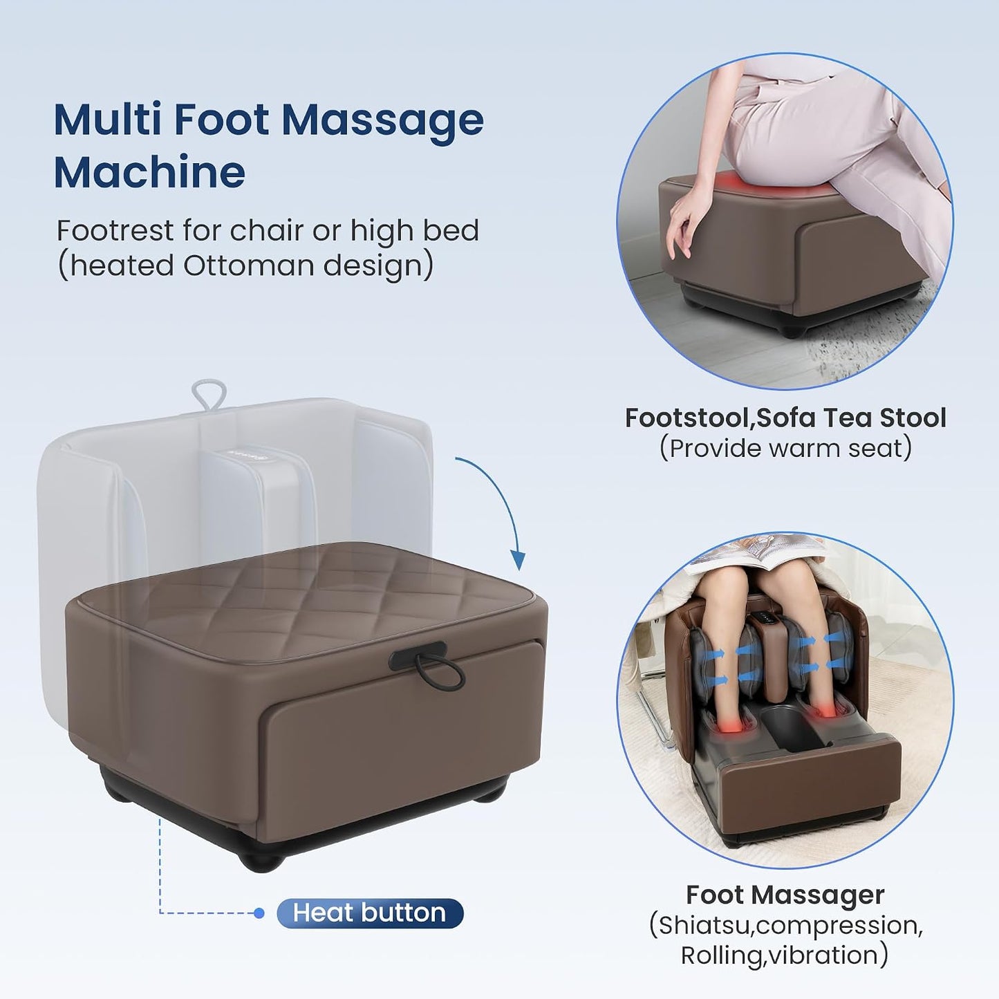 COMFIER 2 in 1 FSA Foot Massager Machine, HSA Shiatsu Foot and Calf Massager with Heat,Kneading,Vibration,Compression Massagers for Feet Health,Ankle & Leg Tired, Plantar Fasclitis,Gift for Men Women