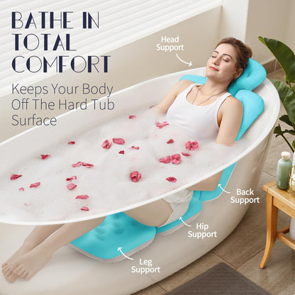 Full Body Bath Pillow for Bathtub, Thick Bathtub Cushion, Luxury Tub Pillow for Bath for Headrest Neck and Back Support White 51" x 16"