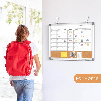 Weekly Dry Erase Calendar Whiteboard for Wall, 24" x 18" Cork Week Planner