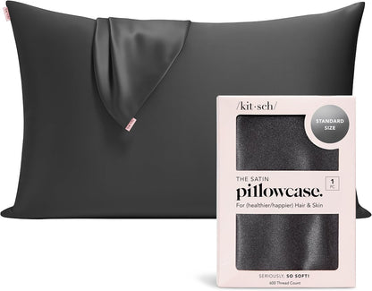 Kitsch Satin Pillowcase with Zipper for Hair & Skin - Softer Than Silk Pillow Cases, Smooth Cooling Satin Pillow Case, Wrinkle-Free, Machine Washable - Pillow Cases Standard Size (19x26) - Blush