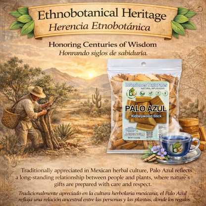 Palo Azul Herbal Tea (4 oz / 113g) – Authentic Kidneywood (Eysenhardtia polystachya) – Visual Blue Fluorescence Infusion – Wildcrafted, 100% Natural, Non-GMO – Makes 40+ Cups – by BEXPERTSUSA