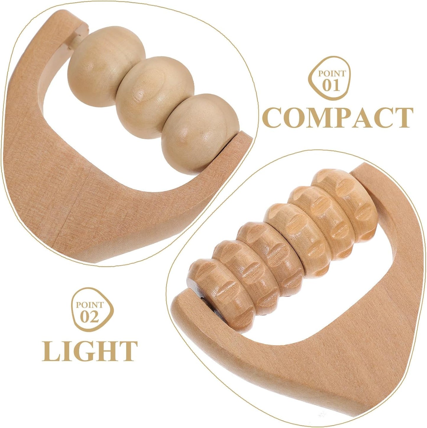 Ciieeo 2Pcs Wooden Massage Roller Muscle Relief/Gift, Wood Massage Tool, Wooden Roller Tools for Body Care and Relaxation, Manual Massage Roller Tool for Daily Home Use (3 Bead Gear Roller)