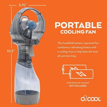 O2COOL Deluxe Handheld Misting Fan Battery Powered Green