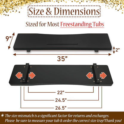 1.2IN Thickened Board Acacia Wood Bathtub Tray Caddy for Freestanding Tub