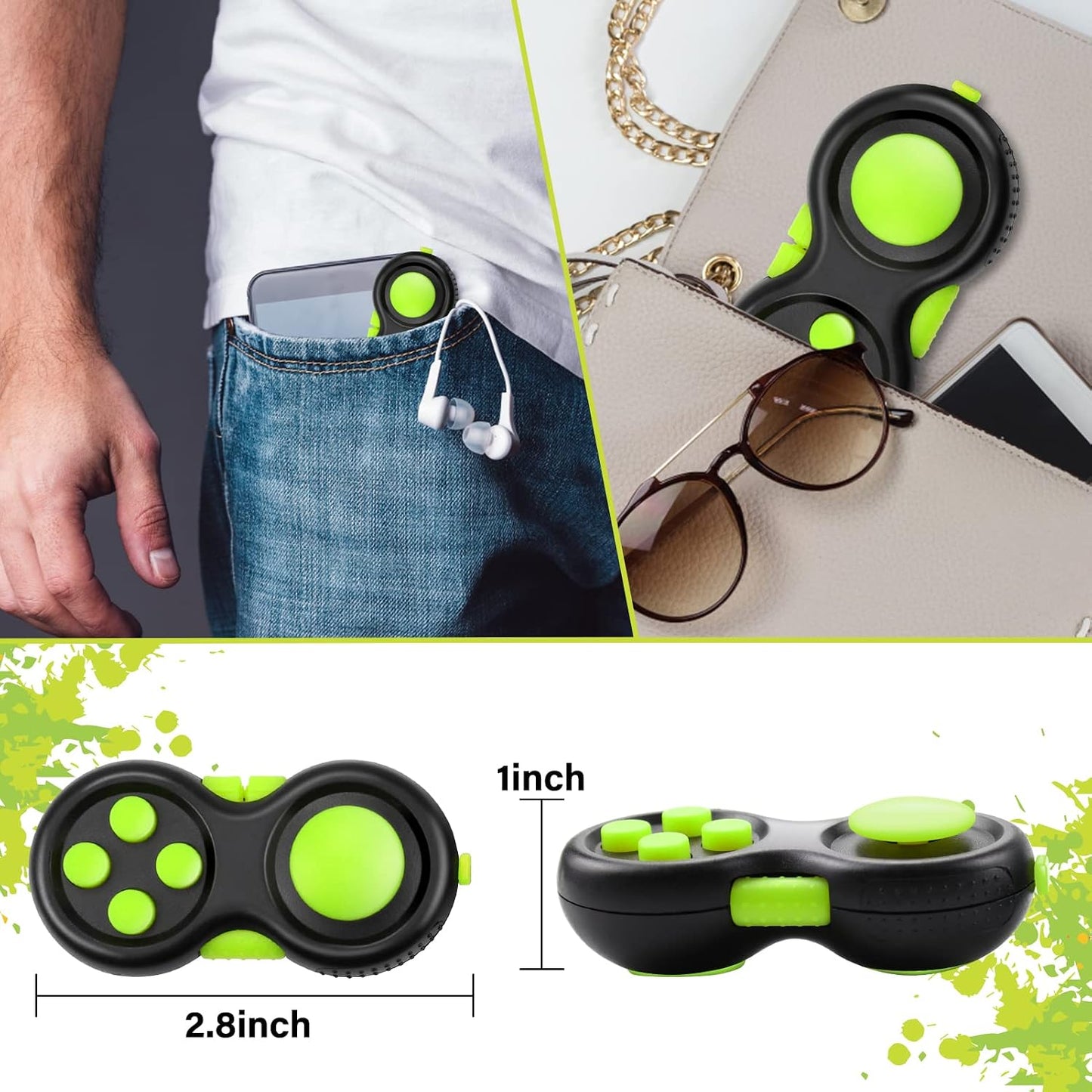Original Fidget Toy Game, Rubberized Classical Controller Fidget Concentration Toy with 8-Fidget Functions and Lanyard - Excellent for Relieving Stress and Anxiety