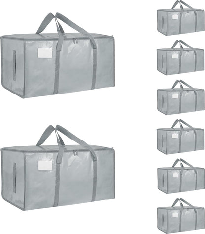 Moving Bags Extra Large - Heavy Duty Storage Totes with Wrap-Around Handles & Reinforced Zippers - Foldable Moving Box Alternative, Water-Resistant for Dorm, Closet & Under Bed Storage (Clear)