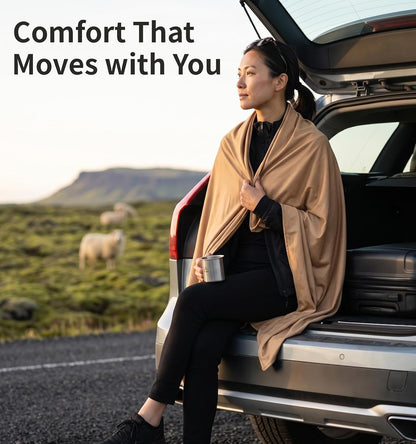 Litume Compact Travel Blanket for Airplane, Velvet, Dark Blue Gray