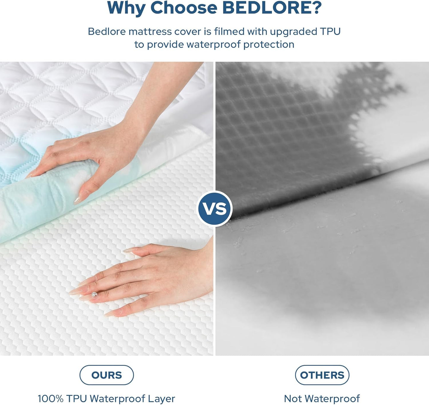 2 Pack Waterproof Mattress Protector, Queen Size Mattress Pad Noiseless with Deep Pocket Fitted for 6"-18", Soft Breathable Dirt-Proof Bed Mattress Cover Washable for Home, Bedroom, Hotel (Gray)