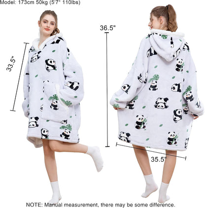 Kipswiza Wearable Blanket Hoodie Gifts for Women and Men, Oversized Cozy Warm Flannel Sherpa Hooded Blankets Sweatshirt with Giant Pockets for Adult and Teens, Dark Gray