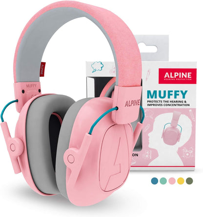 Alpine Muffy Kids - Hearing Protection - CE & ANSI Certified - Adjustable for Ages 3-16 years - Noise Cancelling Headphones - 25dB Sound Reduction Ideal for Protection and Concentration Aid – Black