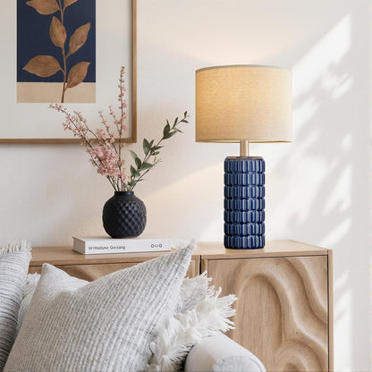 Seealle 23" Modern Ceramic Table Lamps Set of 2 - Table Lamps for Living Room, Farmhouse Bedside Night Stands Lamp for Bedroom, White Nightstand Lamps Set of 2, Desk Lamp for End Table Home Decor