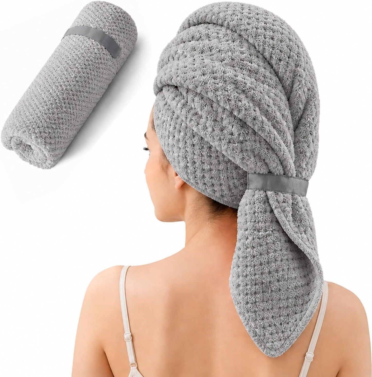 Large Hair Towel Wrap for Women, Quick-Dry Turban, Ultra Absorbent & Anti-Frizz, Ideal for Long, Thick & Curly Hair, Soft Lightweight Microfiber Drying Towel (24x42, Blue)