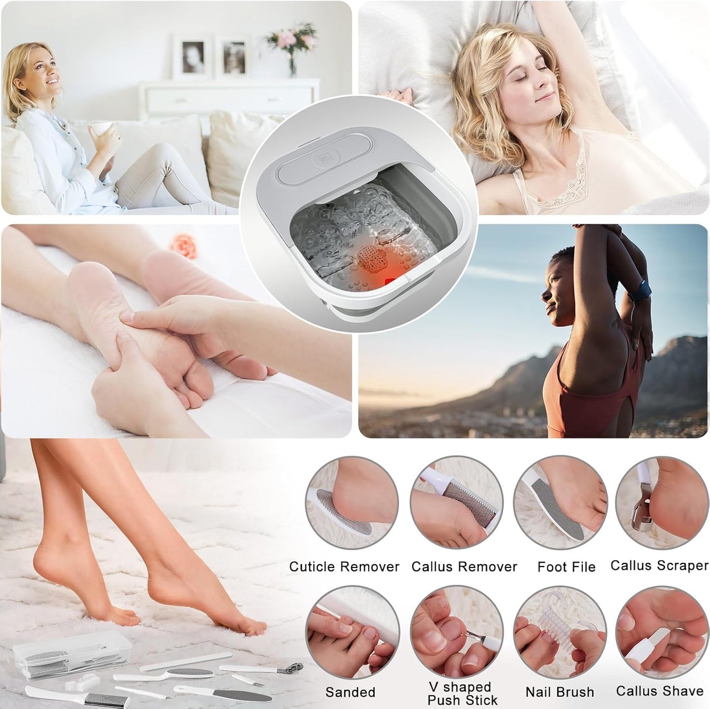 UNIFULL Collapsible Foot Spa Bath with Heat and Remote Control
