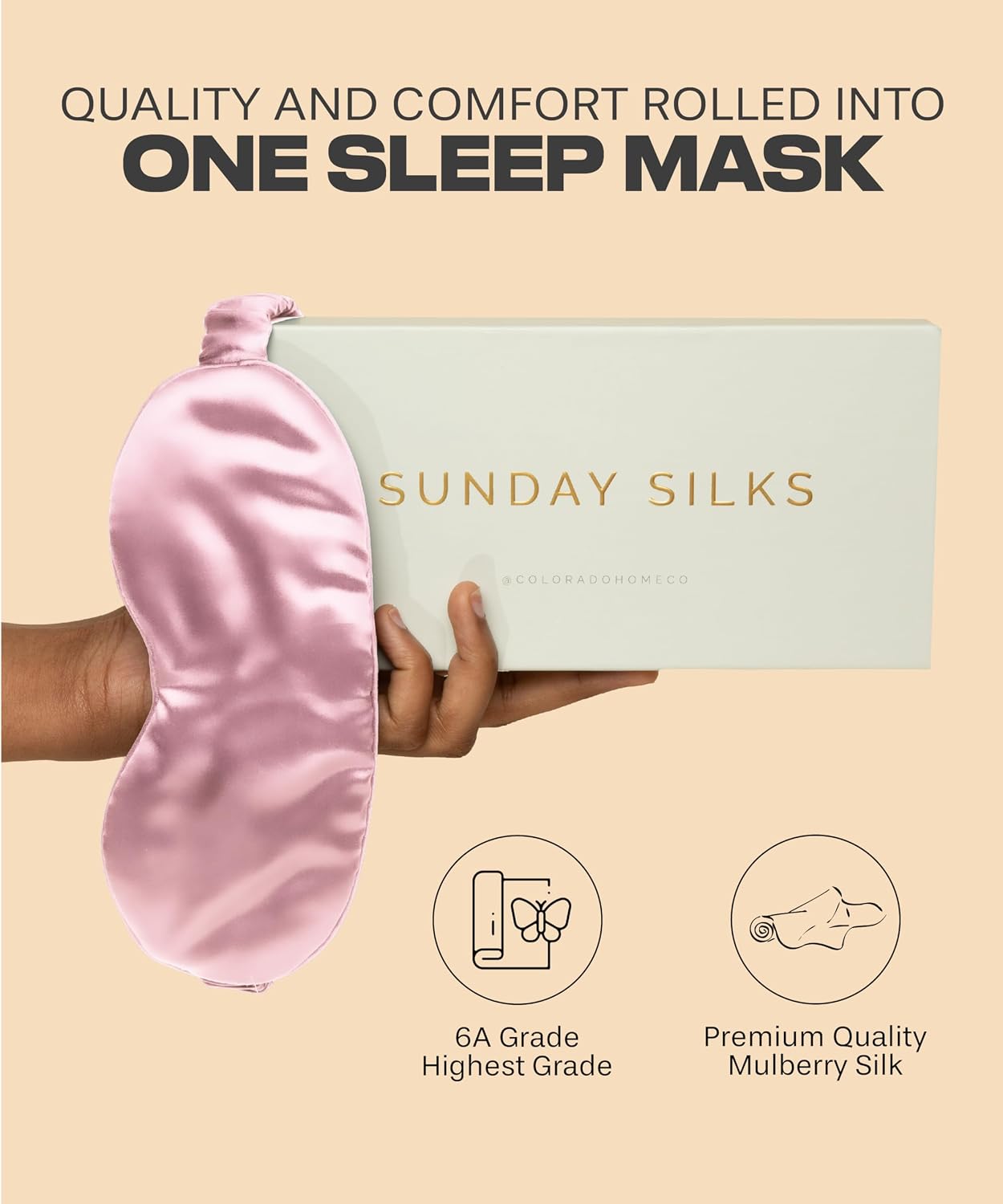 SUNDAYSILKS™ | Adjustable Silk Sleep Mask for Side Sleeper | Cloud-Like Comfort, Weighted for Deep Sleep | Soft Sleep Face Mask for Women & Men, Full Blackout, Cooling Silk Eye Mask for Sleeping