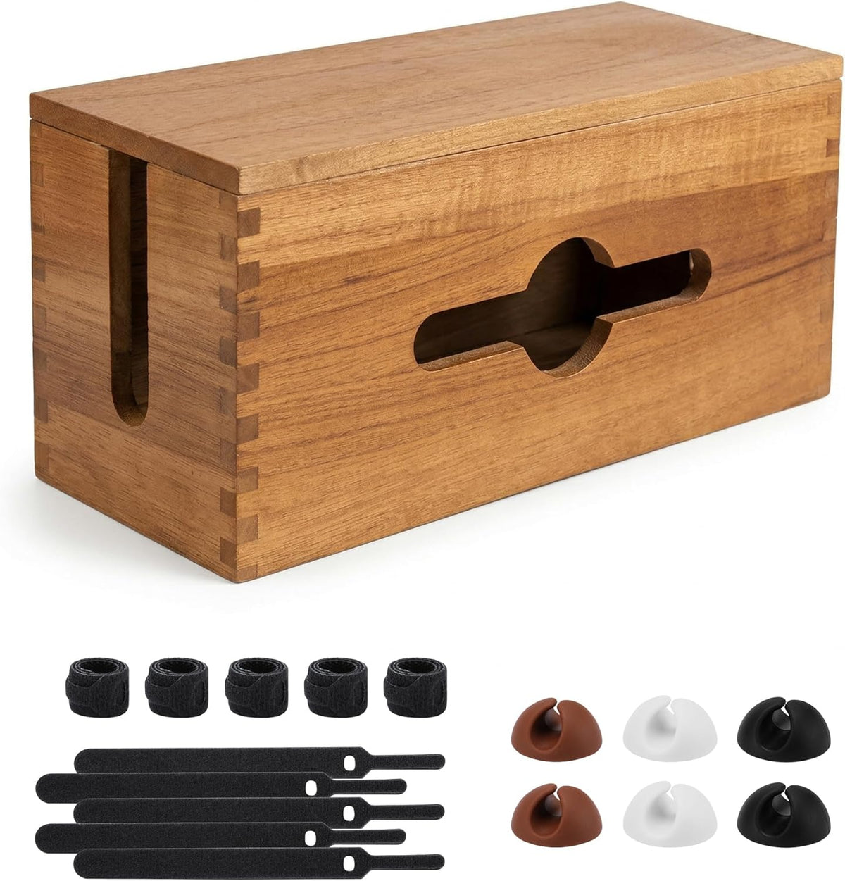 Cable Management Box,Cord Organizer Hide Desk Floor Wires,Home Office,Wood