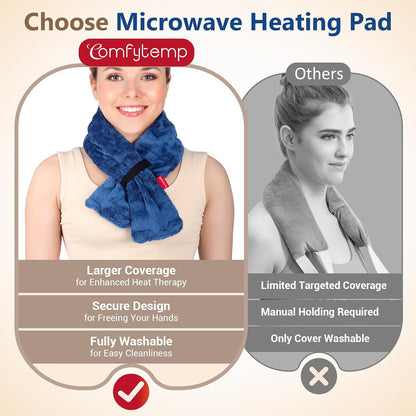 Comfytemp Microwavable Heating Pad for Neck Shoulders, FSA Eligible HSA, 33"×4", Moist Heat Neck Wrap Warmer for Pain Relief, Microwave Heating Pad Warm Compress Women Gift, Fathers Day Dad Men Gift