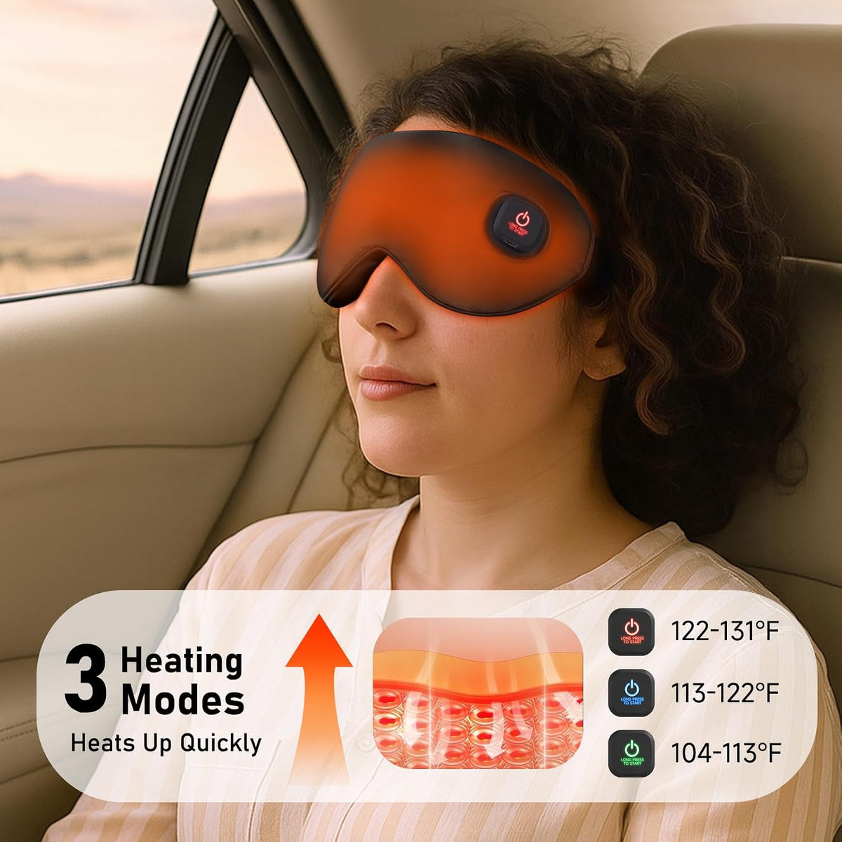 LitBear Heated Eye Mask, Silk Cordless Warm Eye Compress for Dry Eyes, Light Blocking Heat Eye Mask for Women Men, Soft Eye Heating Pad for Dry Eyes, Travel, Rechargeable, Washable Cover (Pink)