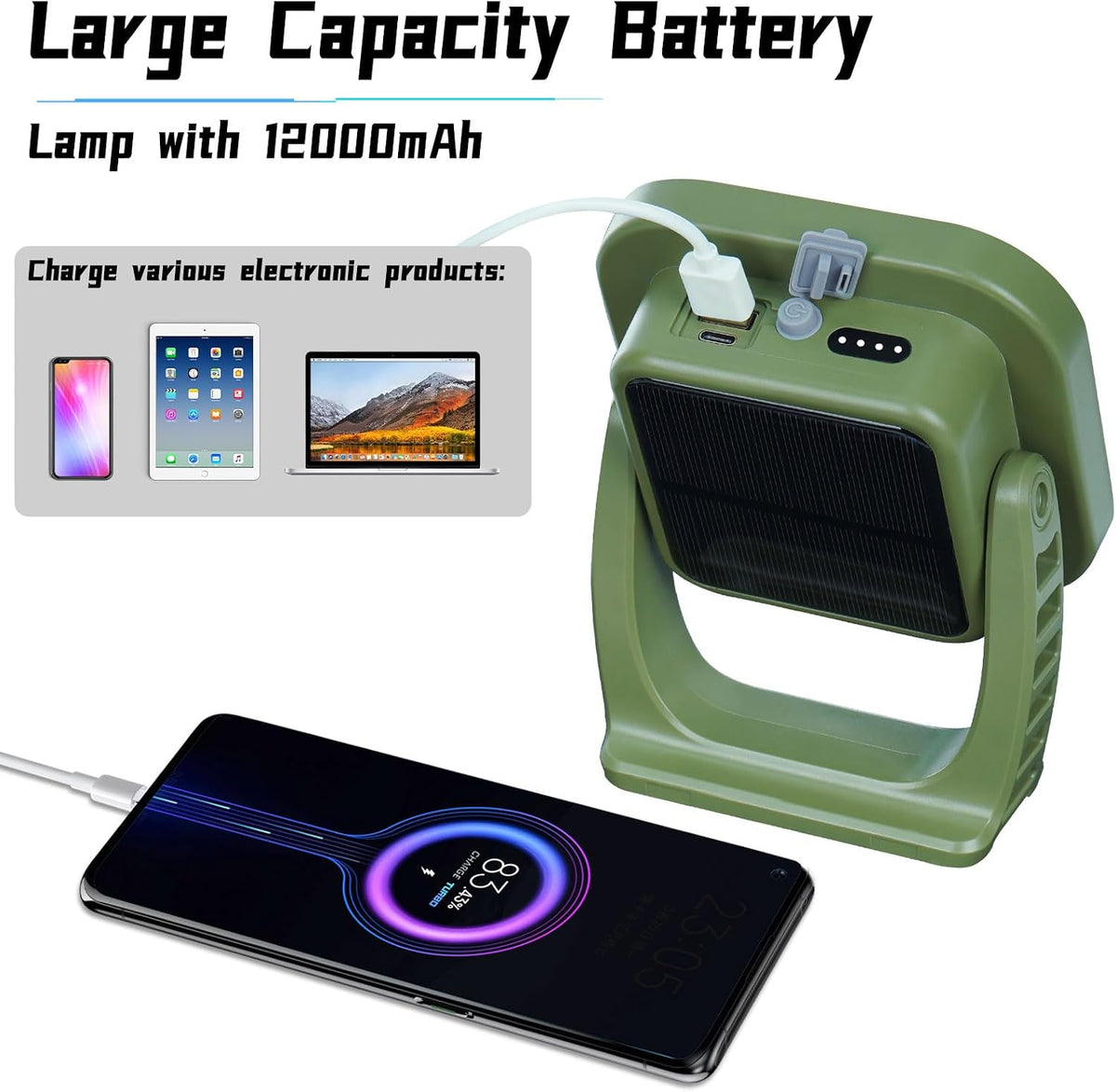 Rechargeable Work Light, 4000LM Magnetic Portable Work Light with Stand, 12000mAh Battery Powered LED Flood Light, USB-C, 180° Rotating for Garage, Car Repair, Camping
