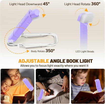 Book Reading Light Rechargeable Clip on Book Lamp with 3 Color Temperatures