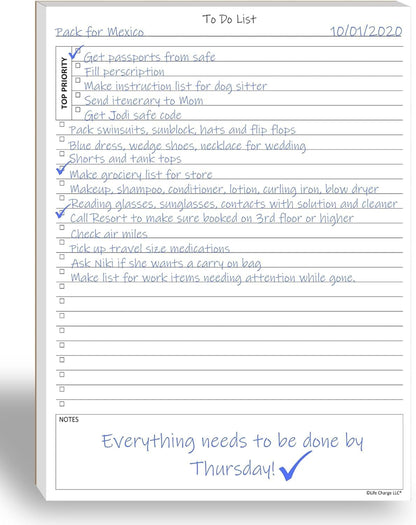 Life Charge Weekly Planner Notepad for Work & Home, Weekly To Do List Pad with Daily Checklist, Priority & Notes, 60 Pages, 8.5 x 11 Letter, Landscape