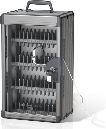 36 Slots Cell Phone Locker for Classroom with Key, Portable Mobile Phone Storage Box with Handle & Charging Hole, Phone Lock Box Wall Mounted for School (Black, 36 Slots)