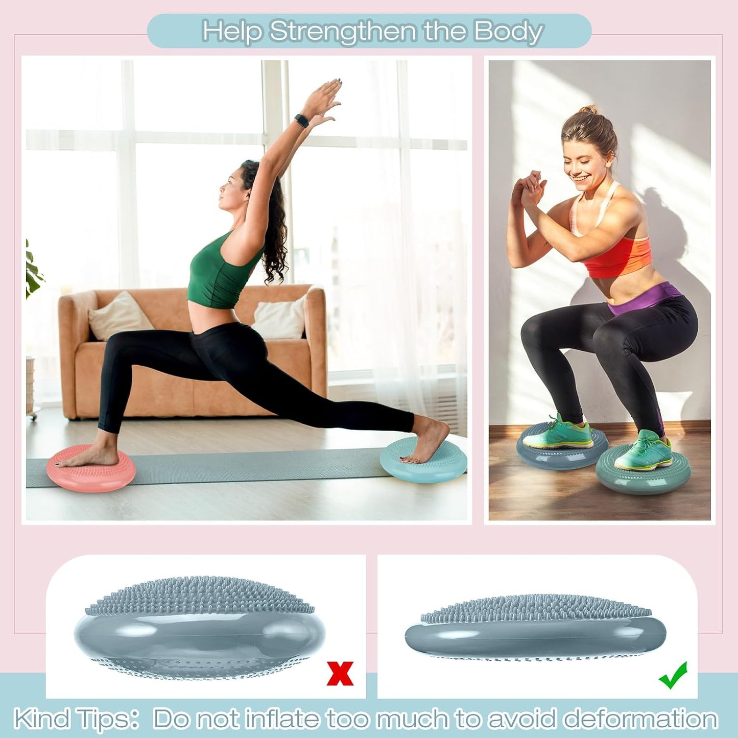 Amylove 6 Pcs Wiggle Seat Inflated Wobble Cushion for Sensory Kid 13 Inch Balance Disc Kids Flexible Seating Exercise Sensory Pad Chair Cushion for Classroom Office School (Bright)