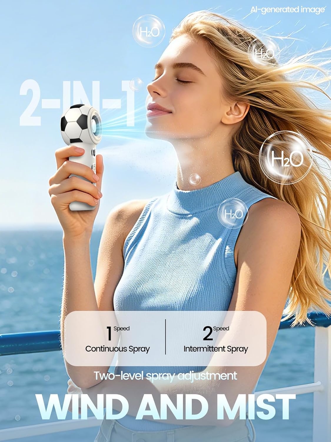 Portable Misting Fan Rechargeable Handheld Cool Mist Fan with LED Display