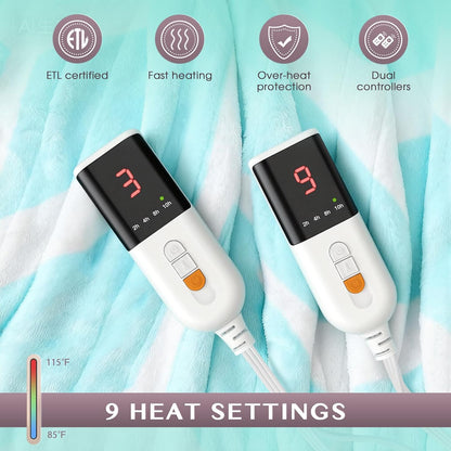 VENTIMI Electric Blanket Heated Throw, 50" x 60" Heated Blanket with 5 Heat Levels & 3 Hours Auto Off, Fast Heating Blankets with ETL & FCC Certification, Grey
