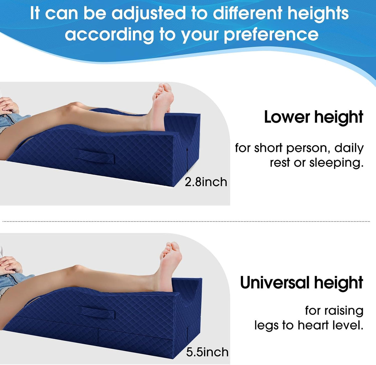 TranquilRelax Leg Elevation Pillows for After Surgery, Wedge Pillow, Grey